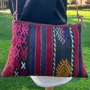 Vintage 1970s Kilim Bag Turkish 100% Wool